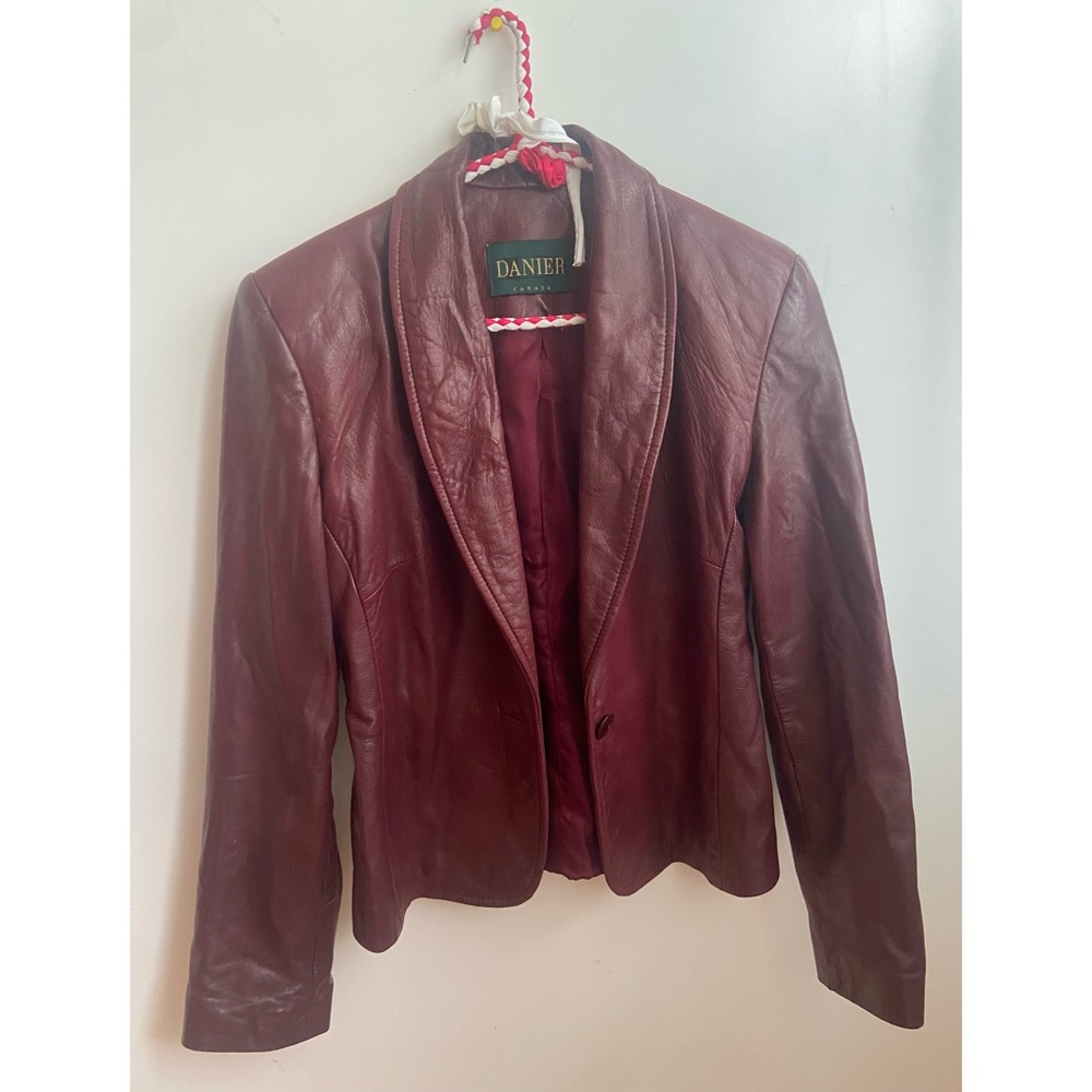 SOLD  Burgundy Leather Jacket Size Small